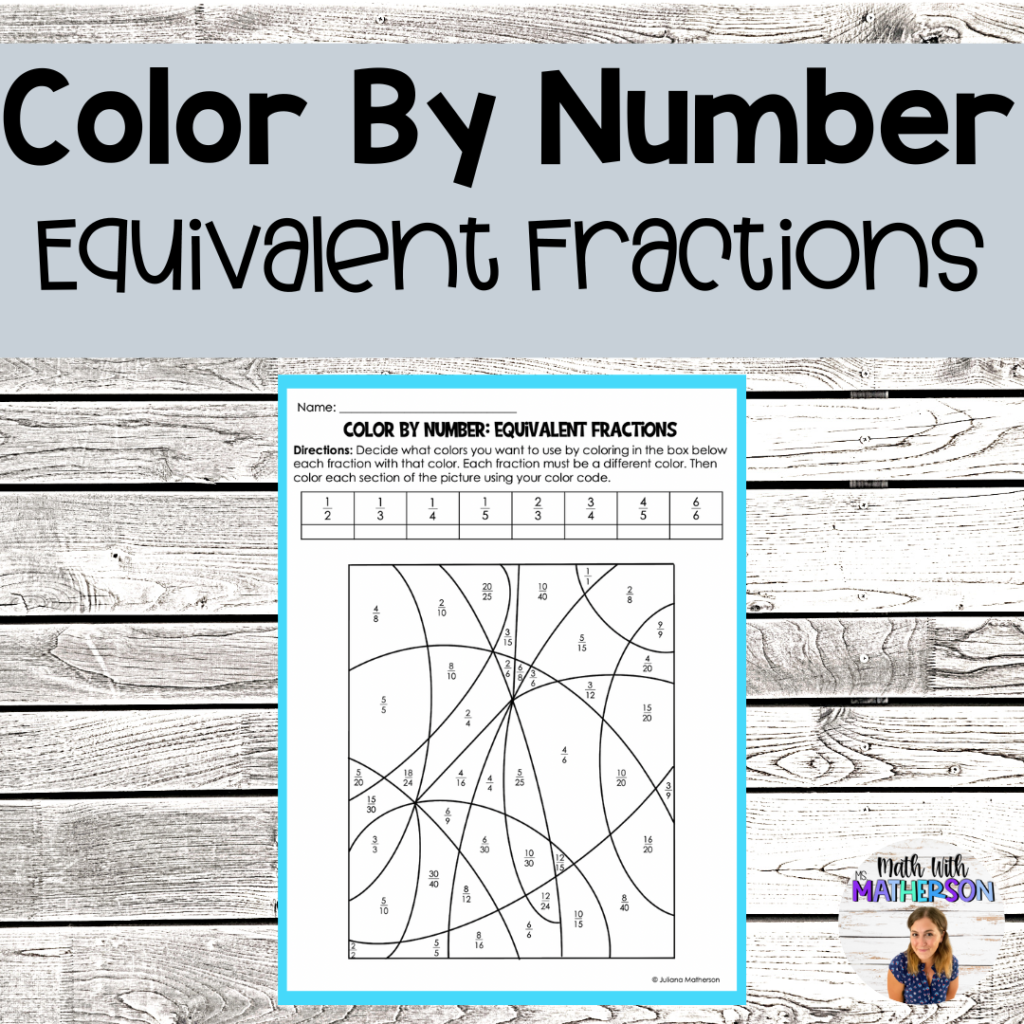 color by number equivalent fractions